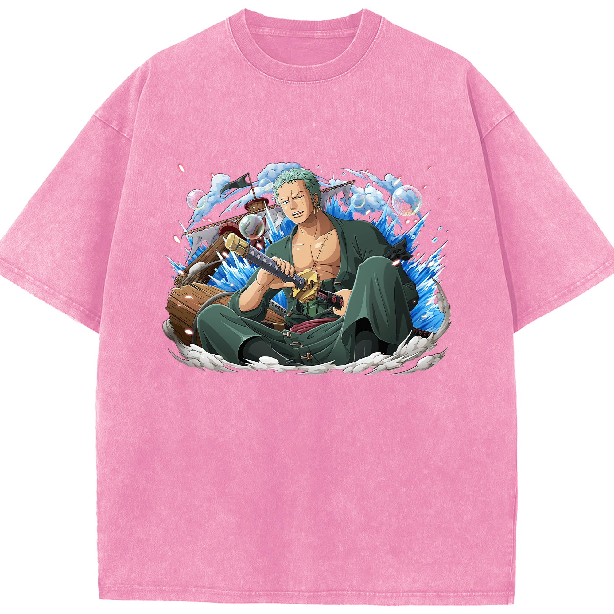 ワンピース ロロノア・ゾロ ONE PIECE Roronoa Zoro 綿100% ヴィンテージ風 半袖Tシャツ（フロントプリント）
